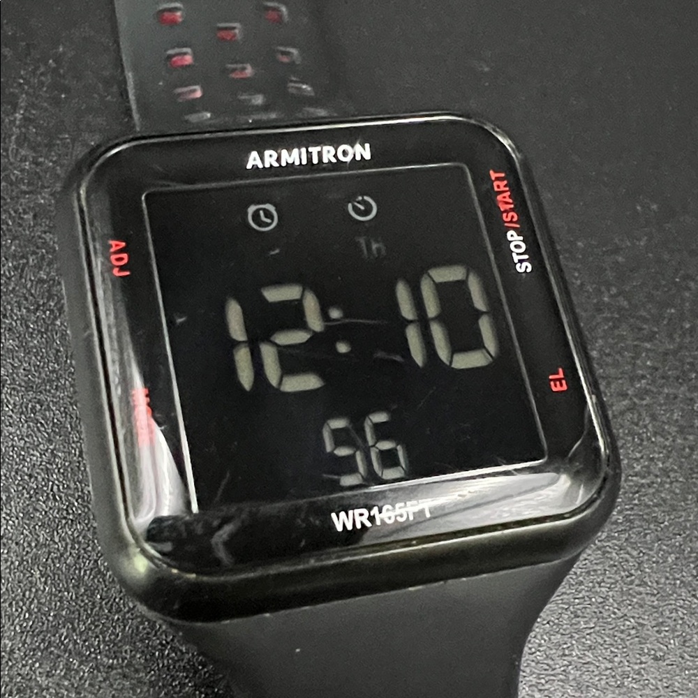 Armitron Black Digital Square Watch with Red Accents model 40-8417